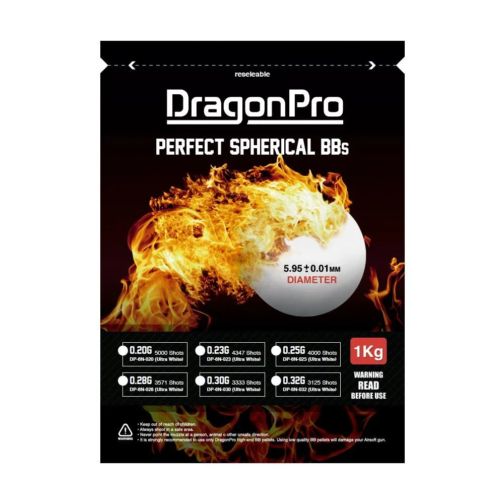 BBs Airsoft 0.20g DragonPro – Grado Competición – Bolsa 1kg (5000 BB)DRA367001