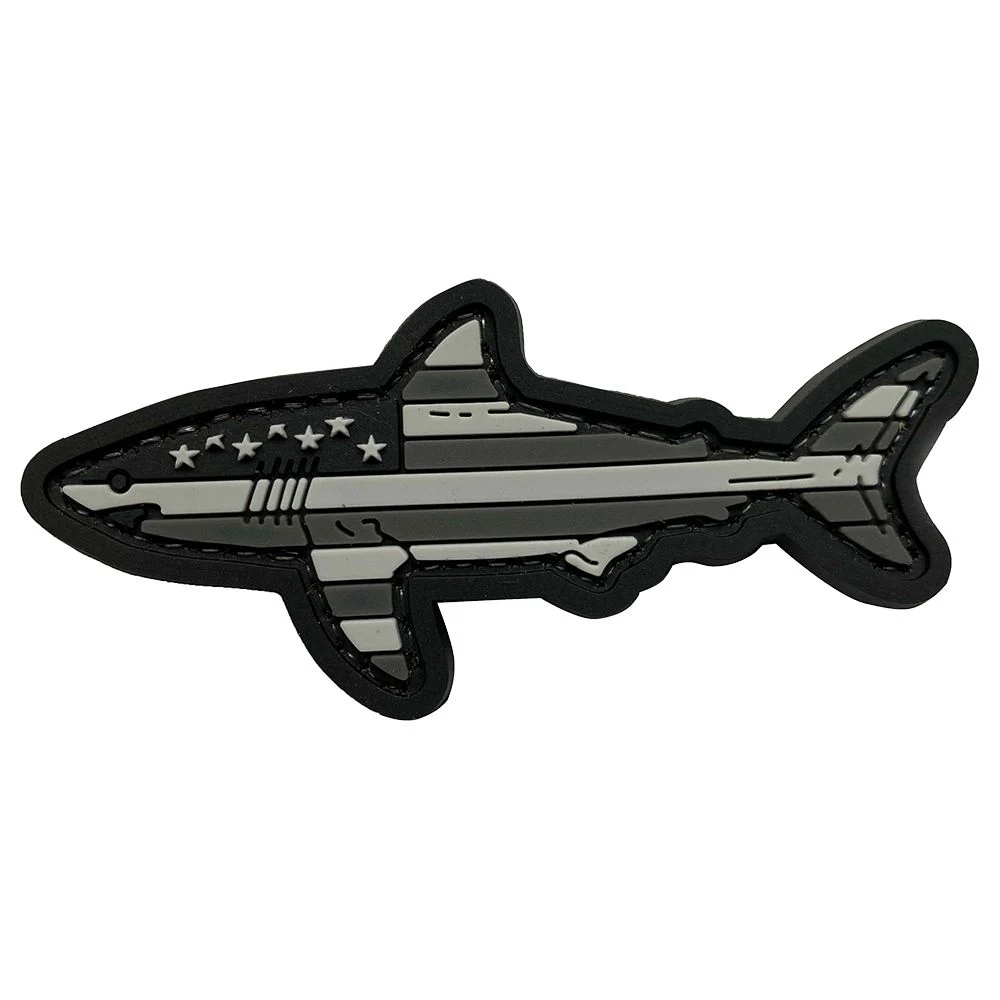 Parche de Goma PVC Bandera USA Tiburón 75 x 35 mm DragonProDRA673025