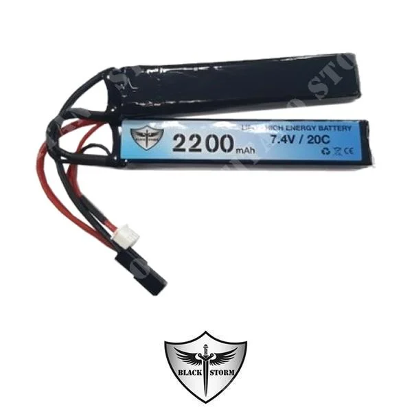 LIPO 7.4V 2200MAH 20C CQB X2 NEGRO TORMENTA (BS-7.4X2200CQB)