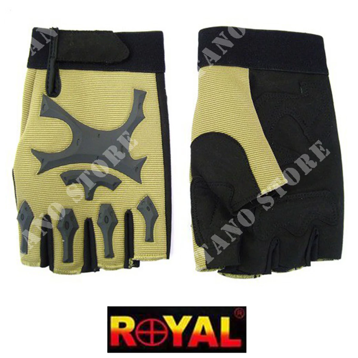 GUANTES TACTICOS EN CORDURA Y CAUCHO TAN MEDIOS DEDOS ROYAL TG M (GL51TM)
