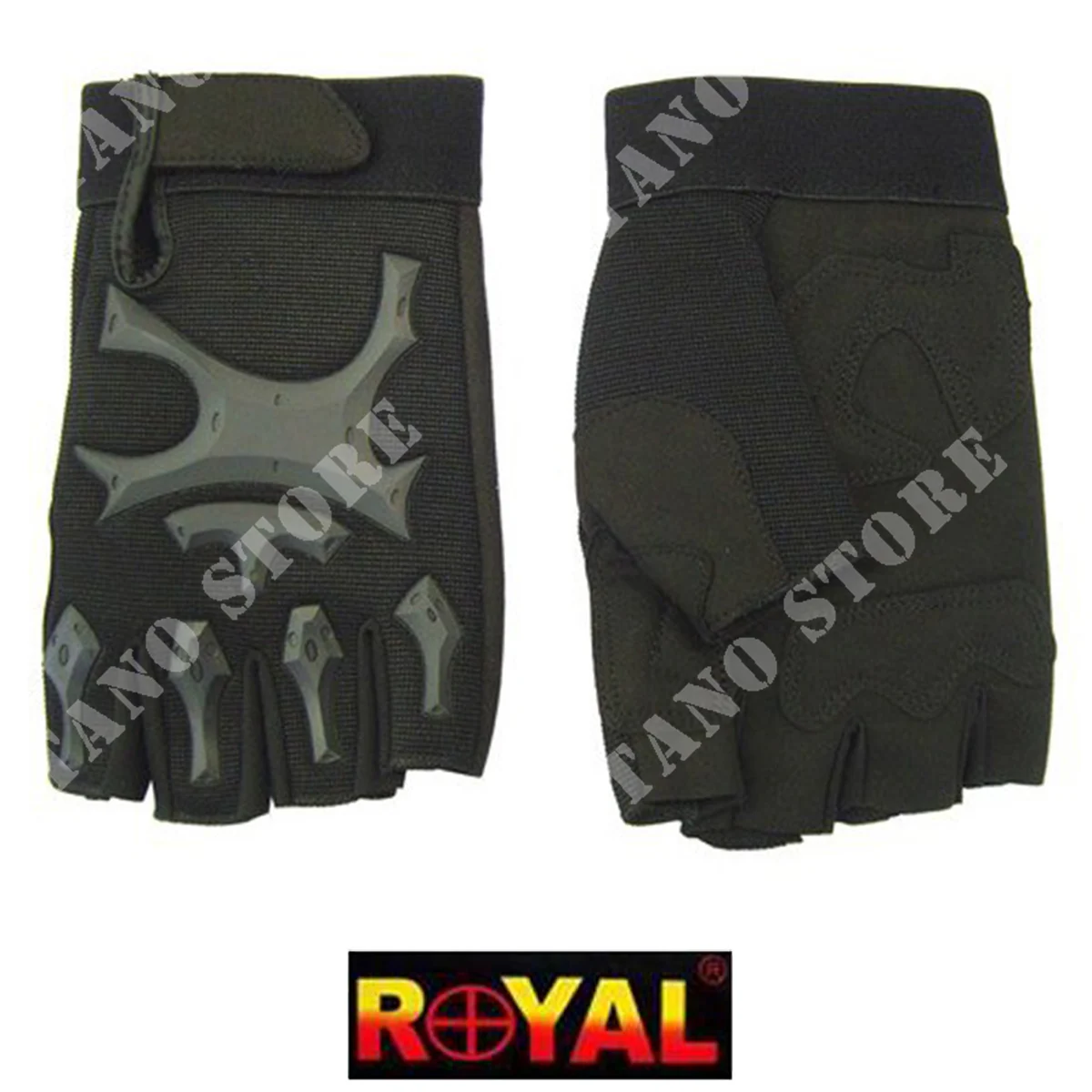 GUANTES TÁCTICOS EN CORDURA Y GOMA NEGRO MEDIOS DEDOS ROYAL TG XL (GL51BXL)