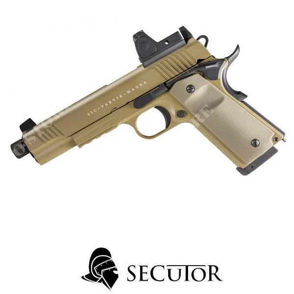 PISTOLA CO2 RUDIS MAGNA-XII 1911 TAN CON SECUTOR PUNTO ROJO (T59215)