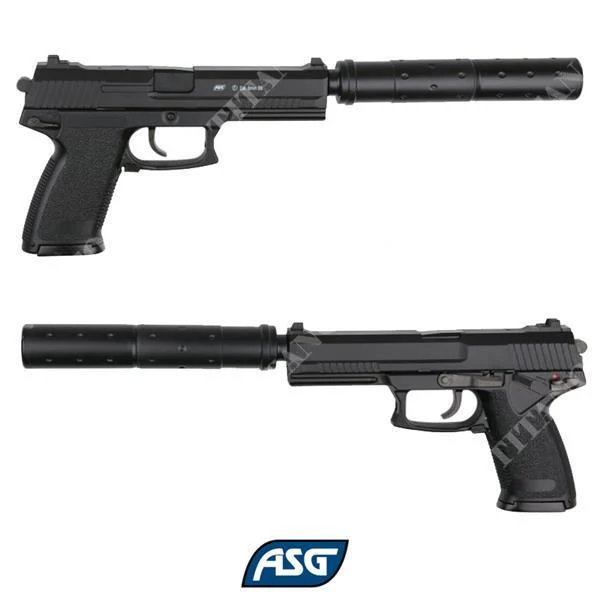 PISTOLA DE GAS MK23 FUNCIONAMIENTO ESPECIAL NEGRO ASG (14763)