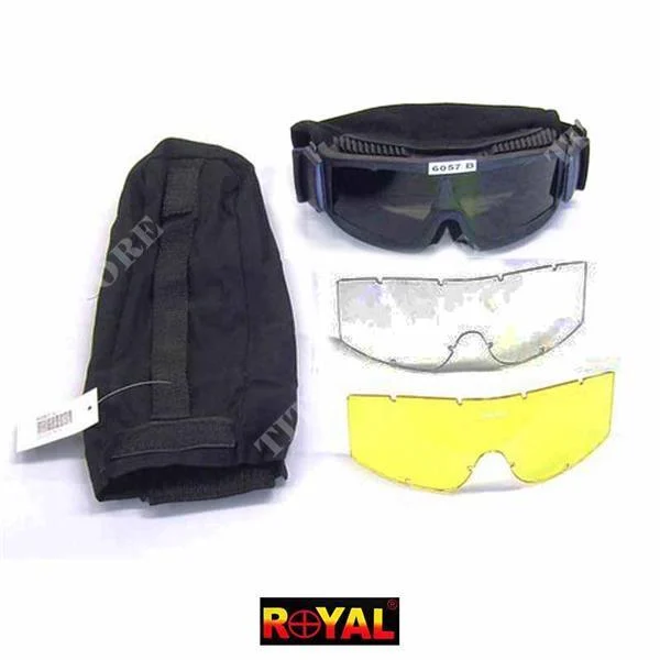 GAFAS CON 3 LENTES NEGRAS (6057B)