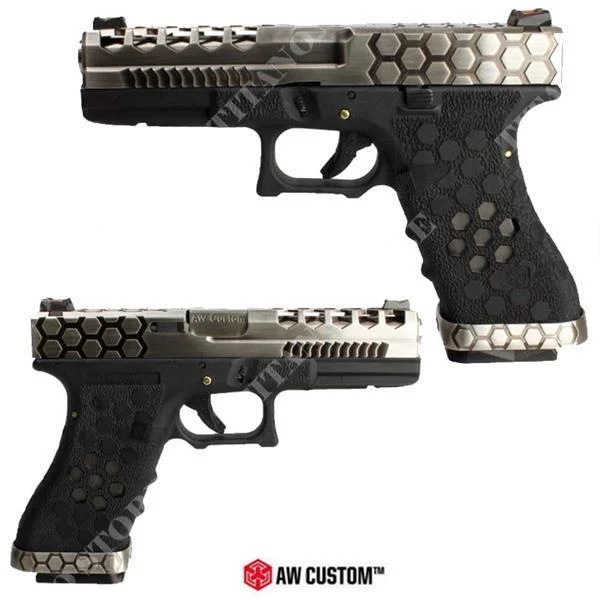 PISTOLA GAS VX SERIE G17 NEGRA Y PLATA GBB ARMORER WORKS (T55644)