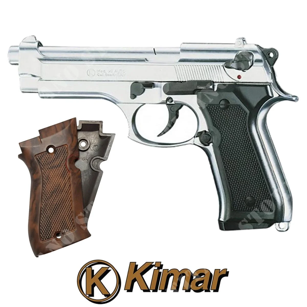 PISTOLA CIEGA CAL.8MM MOD.92 CROMO - KIT PUÑOS BRIAR - KIMAR (160-113)