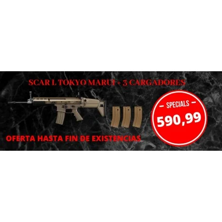PAck SCAR-L Recoil - FDE Tokyo Marui + 3 cargadores adicionales