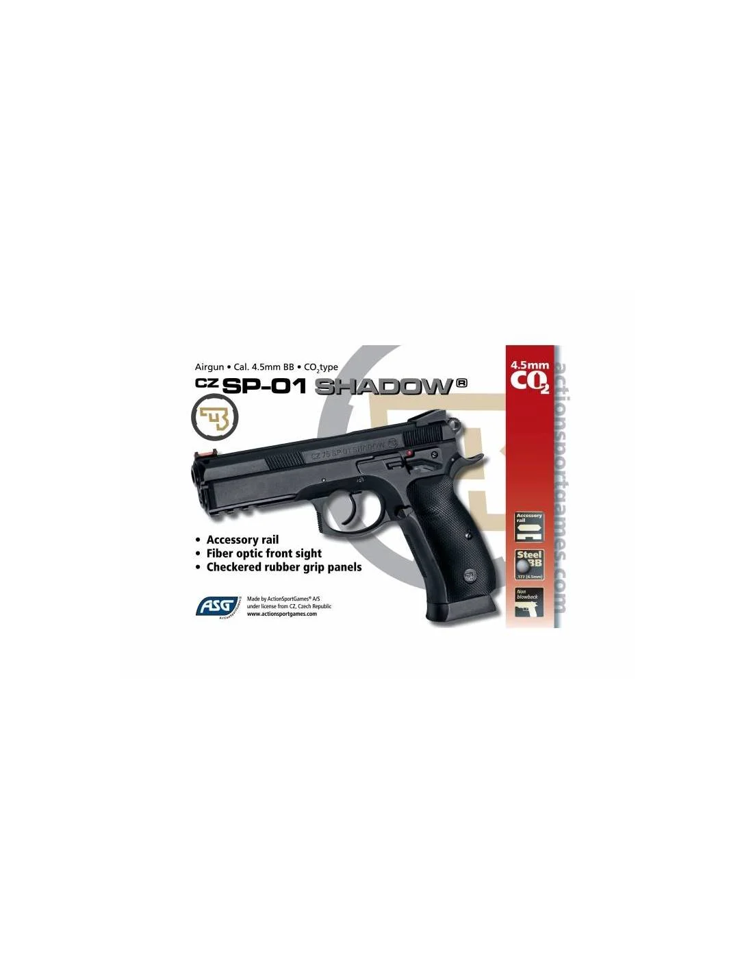 Pistola CZ SP-01 SHADOW -No Blow-Black 4,5 mm Co2