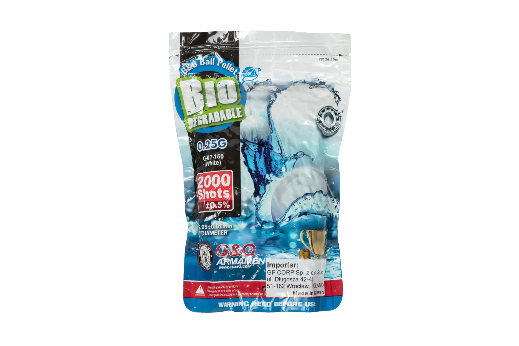 Bolas biodegradables 0.25g G&G 2000 uds