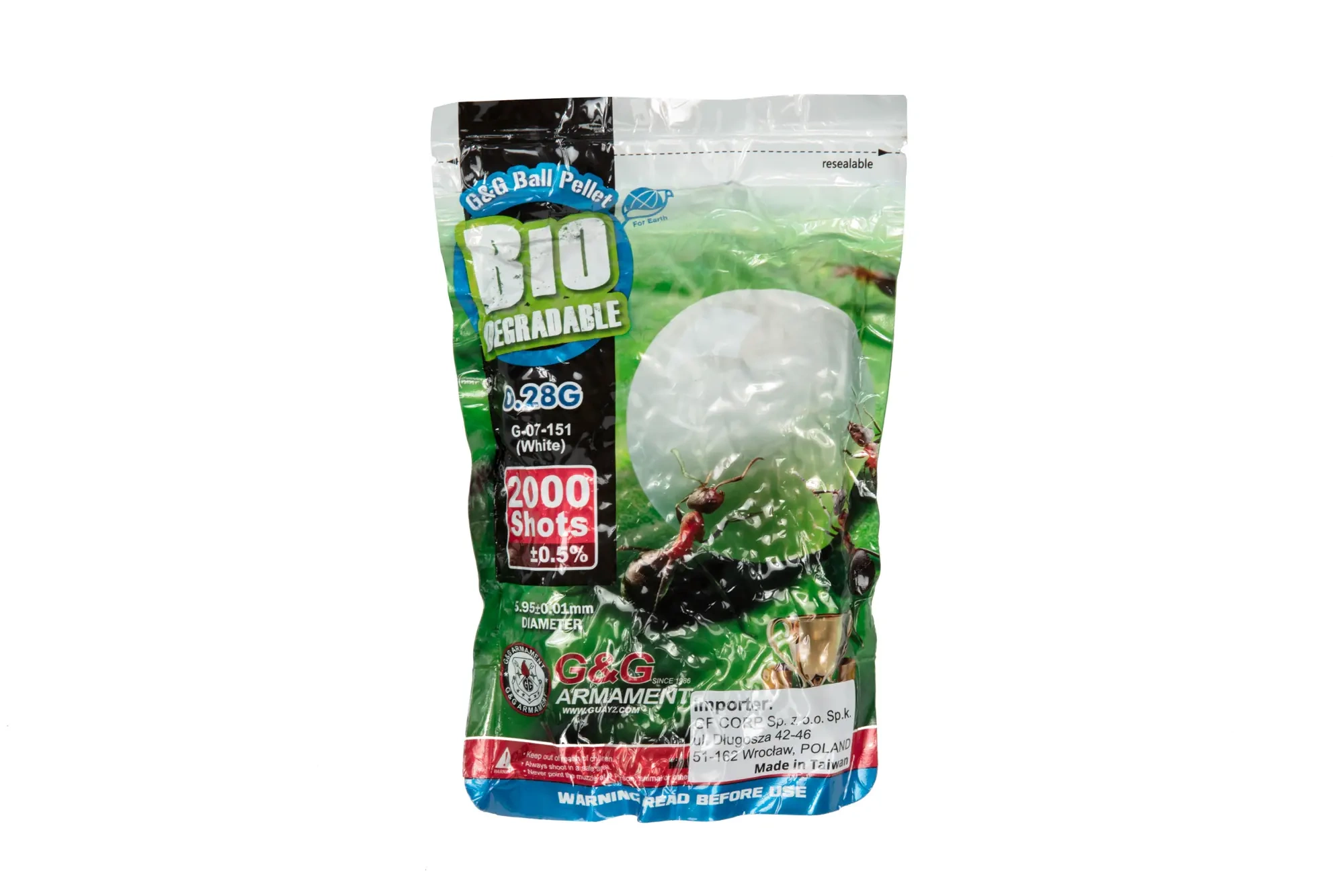 Bolas biodegradables 0.28g G&G 2000 uds