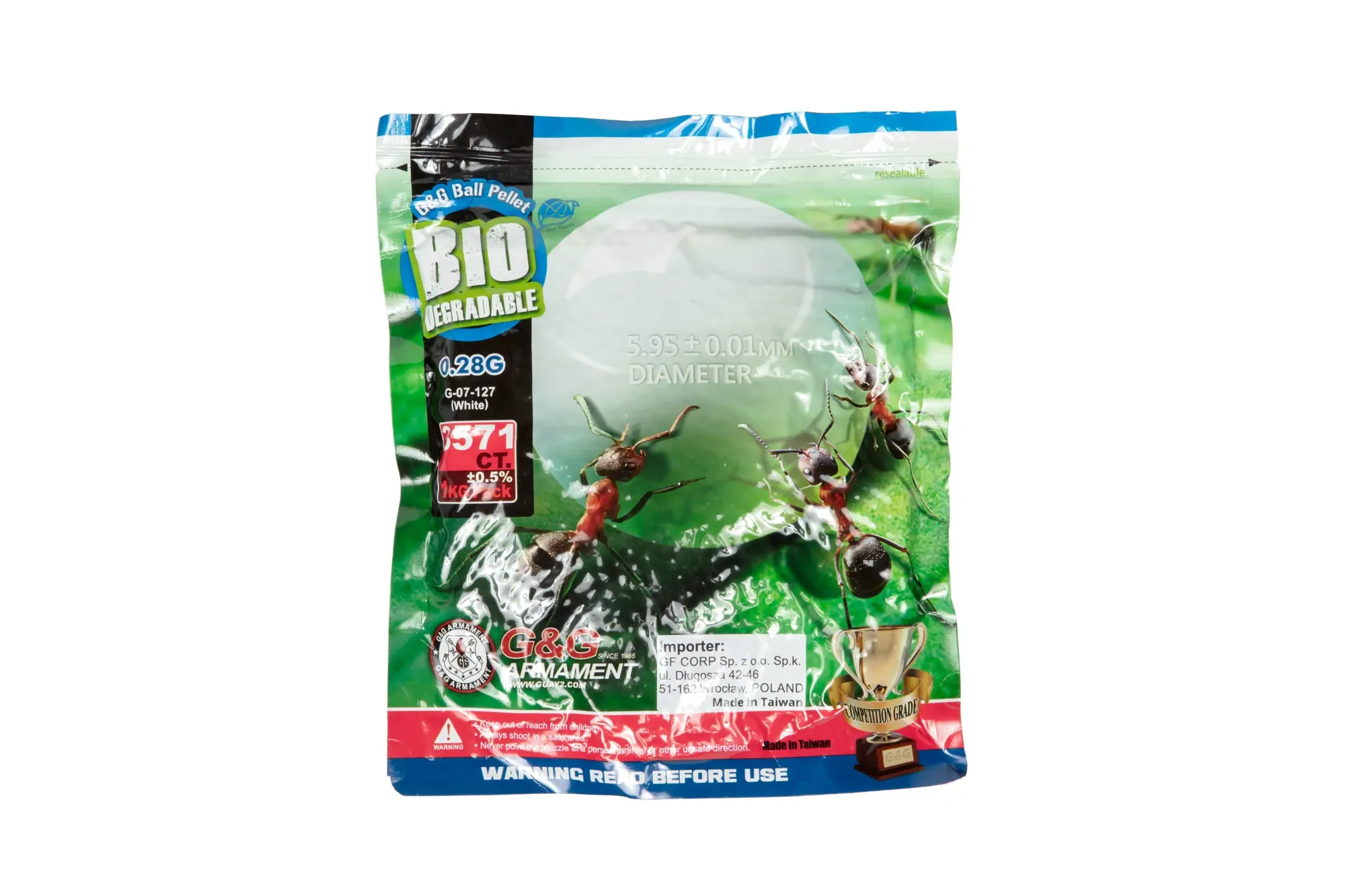 Bolas biodegradables 0.28g G&G 3570 uds