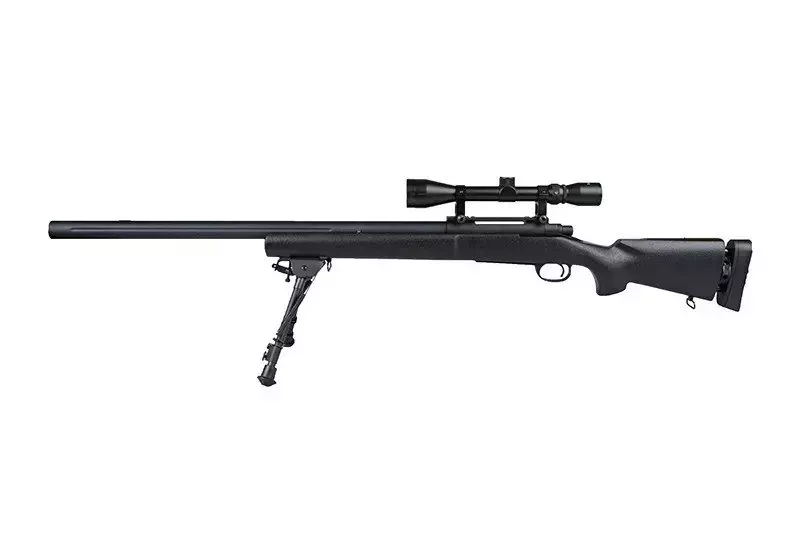 Fusil de airsoft fusil de francotirador SW-04J del ejército (con mira y bípode) - negro