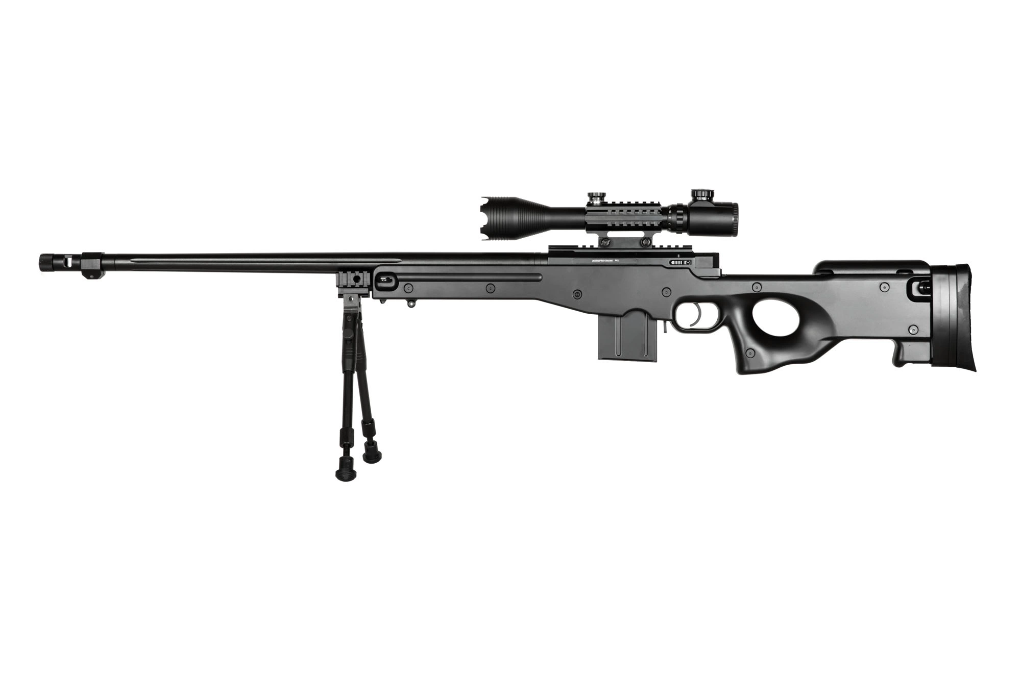 Fusil de airsoft rifle de francotirador 4402D (con mira y bípode) - negro
