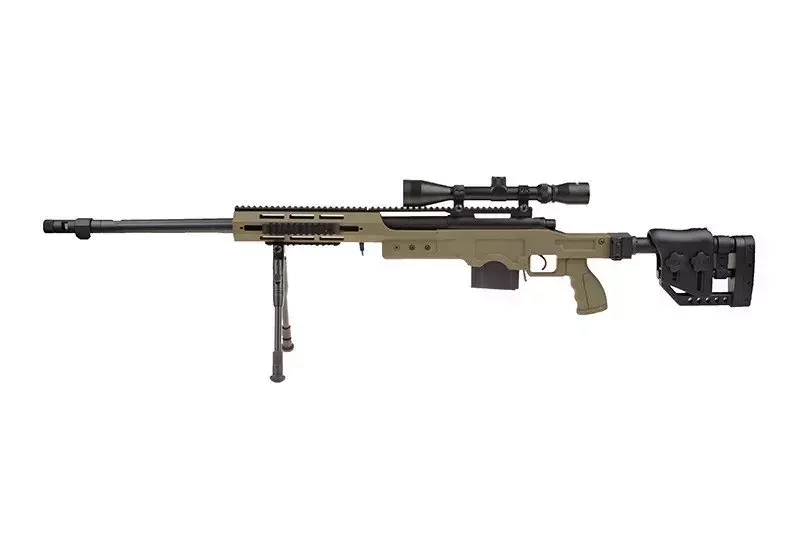 Fusil de airsoft rifle de francotirador MB4411D - con visor y bípode - verde oliva