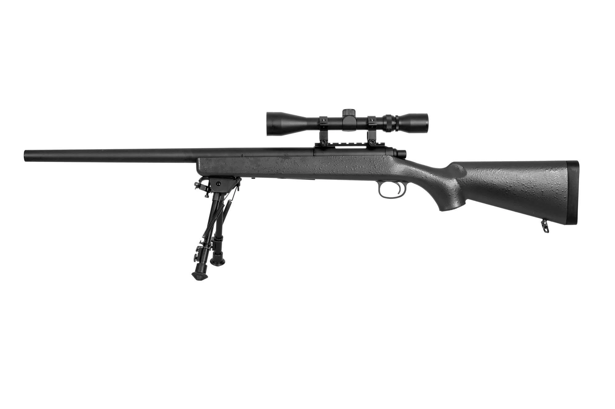 Fusil de airsoft rifle de francotirador SW-10 (con mira y bípode) - negro