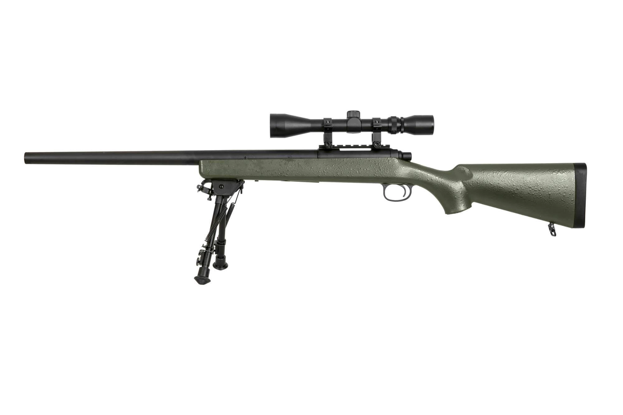 Fusil de airsoft rifle de francotirador SW-10 (con mira y bípode) - verde oliva