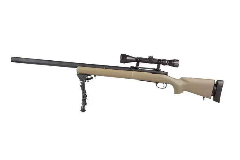 Fusil de airsoft sW-04J Fusil de francotirador del ejército (con mira y bípode) - color canela