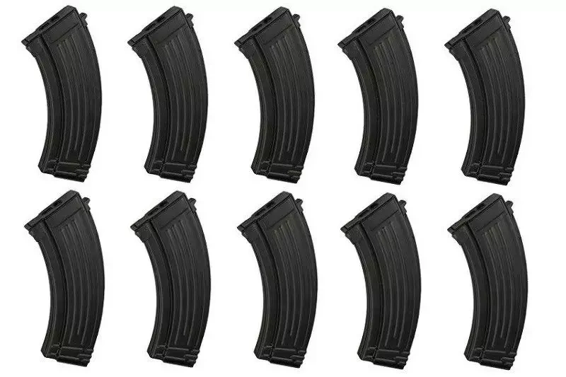 Juego de 10 bolas low-cap con capacidad para 70 bolas para armas de airsoft de tipo AK47