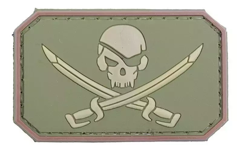 Parche 3D - Cráneo de pirata - oliva