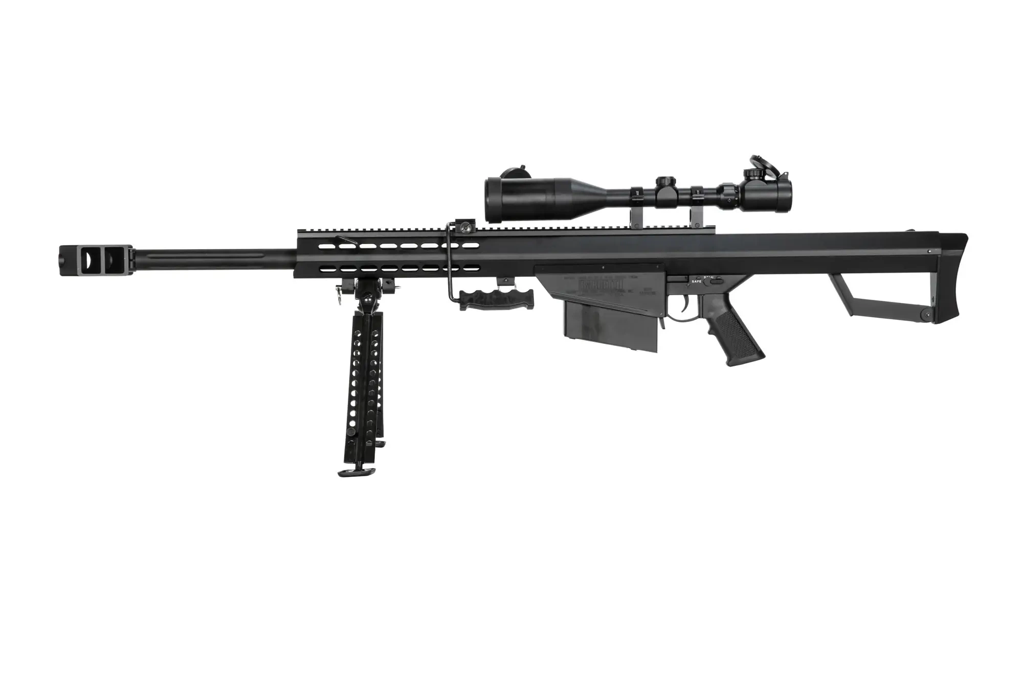 Replika karabinu  Barret® M82A1 CQB z lunetą i dwójnogiem - czarna
