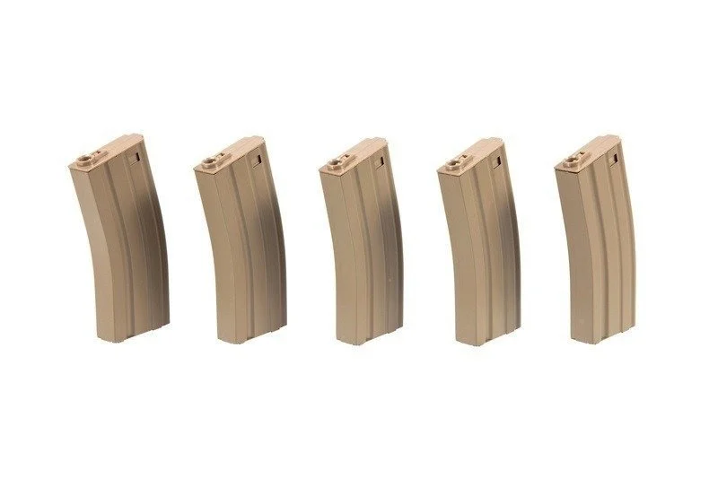 Set de 5 cargadores mid-cap 100 bolas para réplicas M4/M16 - tan